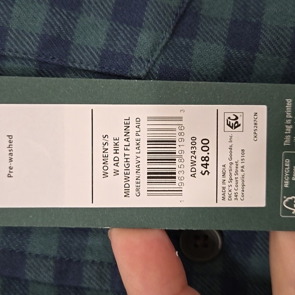 Alpine Design Women's Midweight Flannel Teal Plaid Casual Shirt Size SMALL NWT - Picture 3 of 5